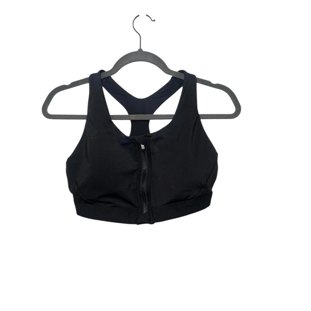 Athleta Ultimate Zip Front Sports Bra D-DD Black Size M High Support